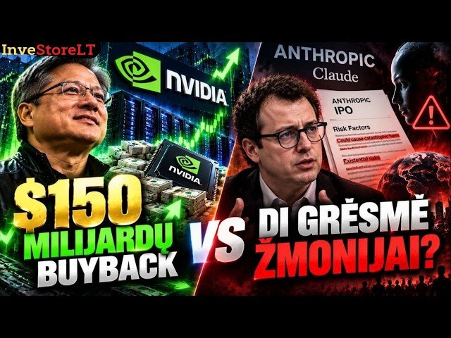 NVIDIA meta $150 mlrd. ant stalo, o Anthropic perspėja apie DI grėsmę žmonijai